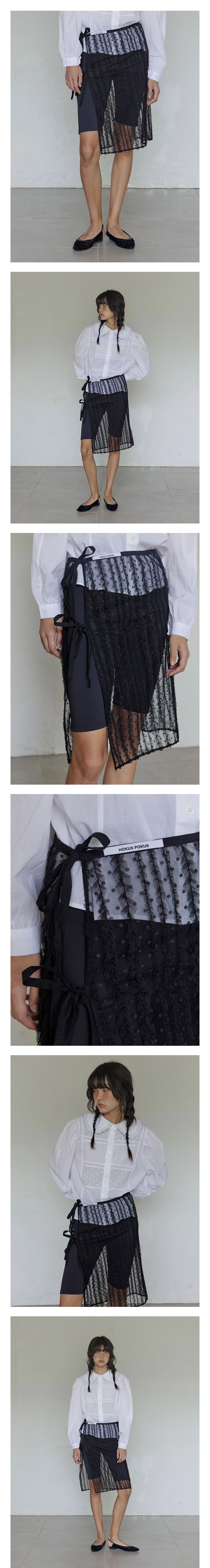 Lace layered skirt / Black