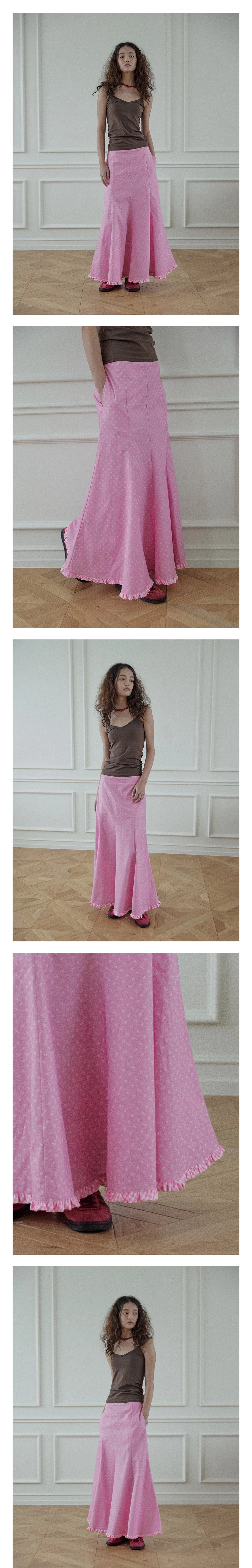 Hippie flower long skirt / Pink
