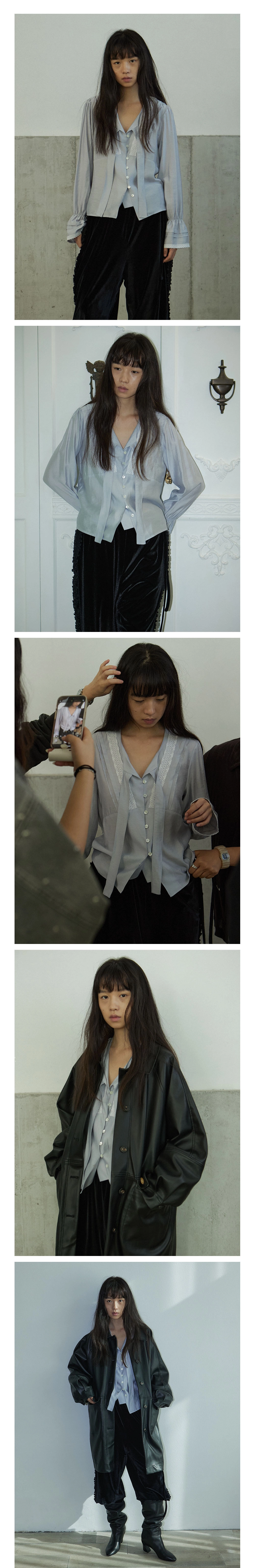 Kate tie blouse_Light grey