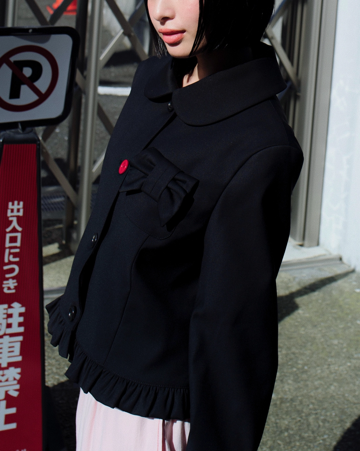 LO AXUAL] PETER PAN COLLAR RIBBON JACKET_BLACK – SellerWork