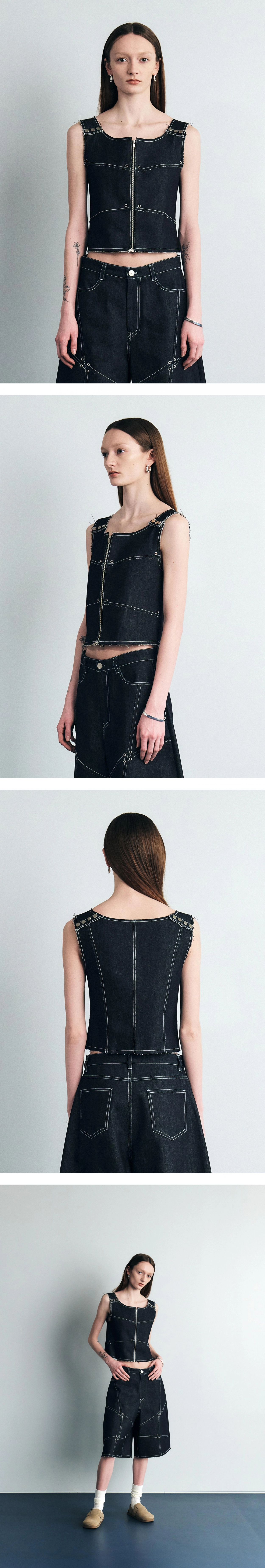 2-WAY TRANSFORM DENIM VEST (BLACK)