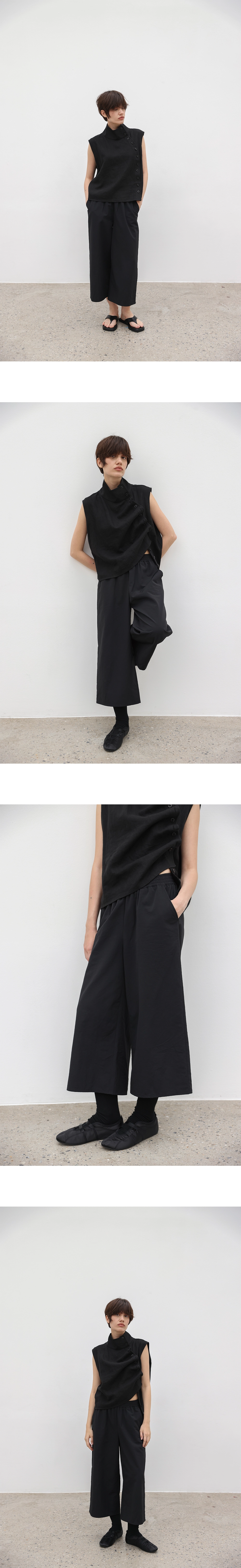 WIDE BANDING PANTS _ BLACK