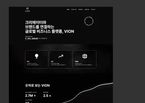 VION | 글로벌 크리에이터 비즈니스 플랫폼 홈페이지 제작