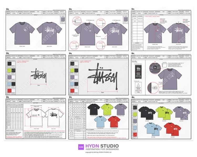 Stussy Basic T-Shirt Design Tech Pack & Reference Sample : HYDNSTUDIO