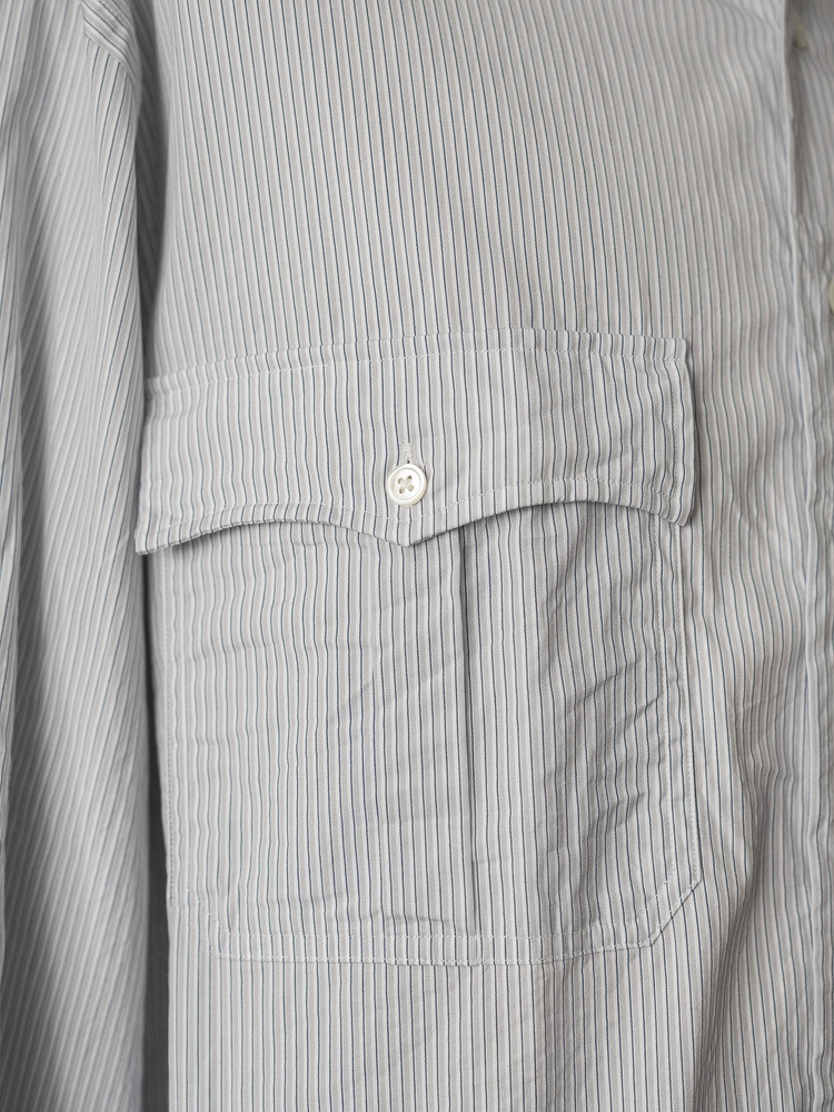 Porter Classic [포터 클래식] - Roll Up Stripe Shirt - Gray