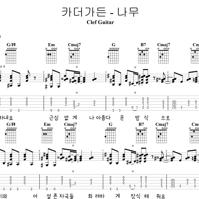 Car, the garden - Tree [TAB + Chord] : clefguitarC
