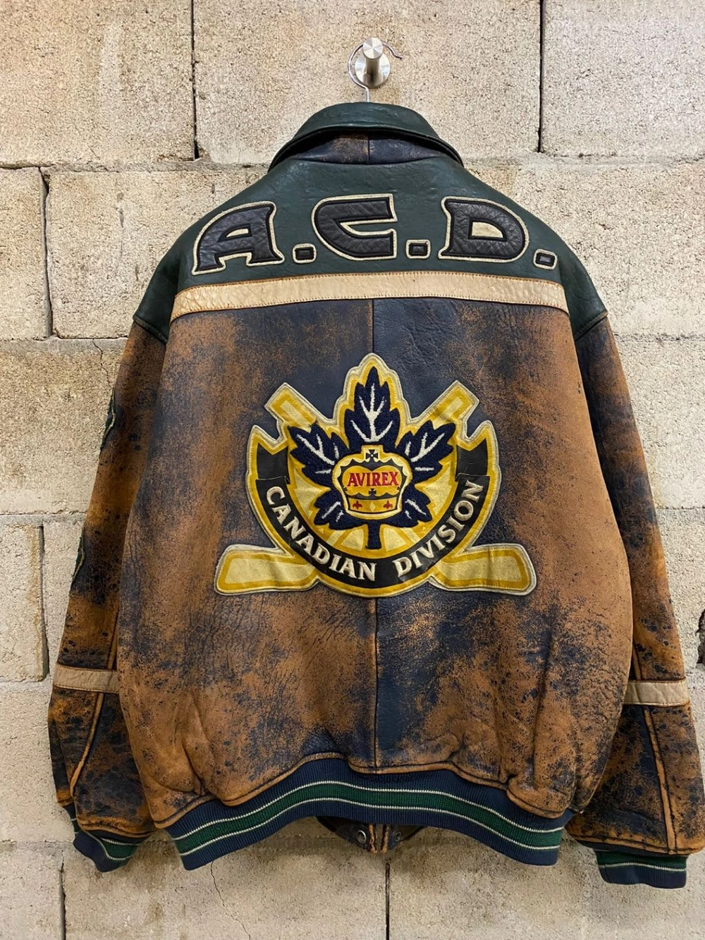 XL] 90's Avirex All Canadian Division Hockey Team Leather Vasity