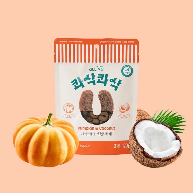 올리브 콰삭콰삭 펌킨&코코넛 120g : 대주펫푸드 - 사람과 동물, 함께