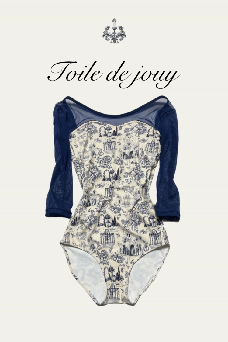 Unoa. Limited. Toile de Jouy. Plie 3Q sleeve. Navy : Codaballetshop