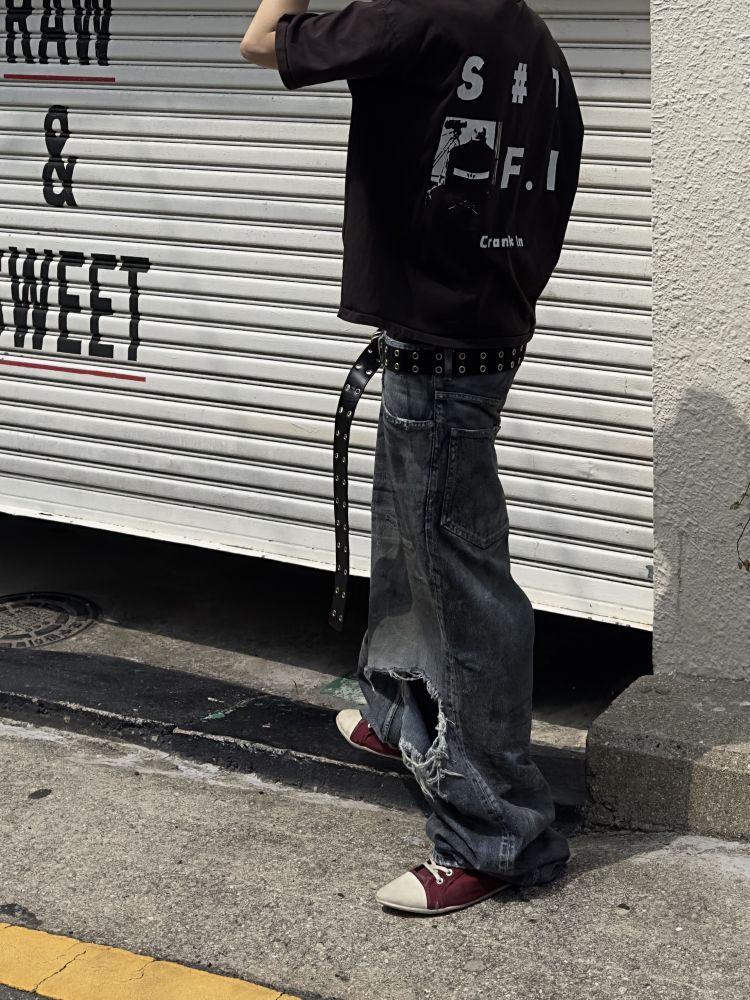 MJD x Kamien Double Hole Belt (Black Shearling Calf Skin) : MJD