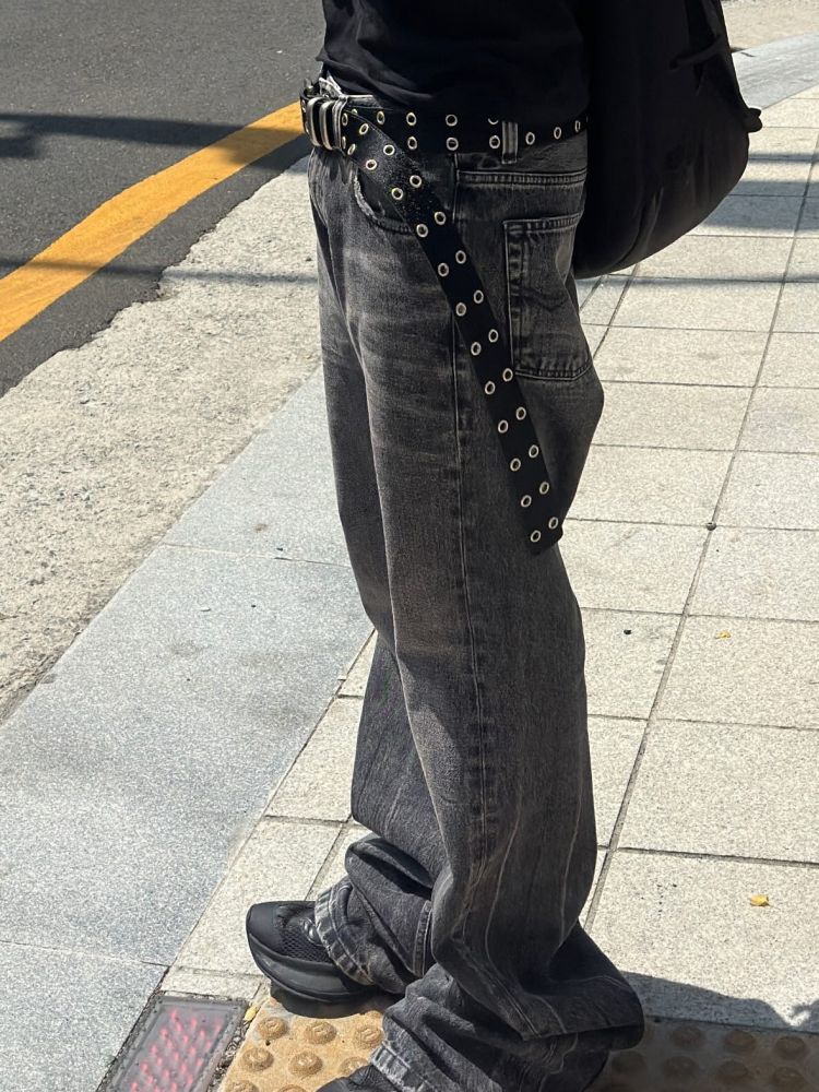 MJD x Kamien Double Hole Belt (Black Shearling Calf Skin) : MJD