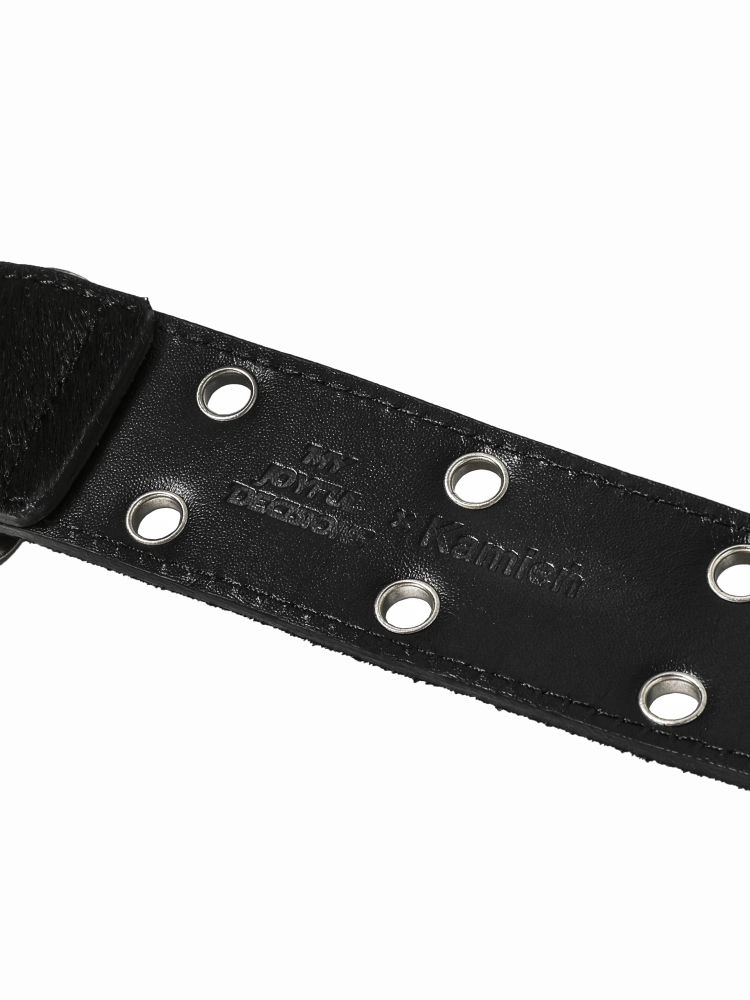 MJD x Kamien Double Hole Belt (Black Shearling Calf Skin) : MJD