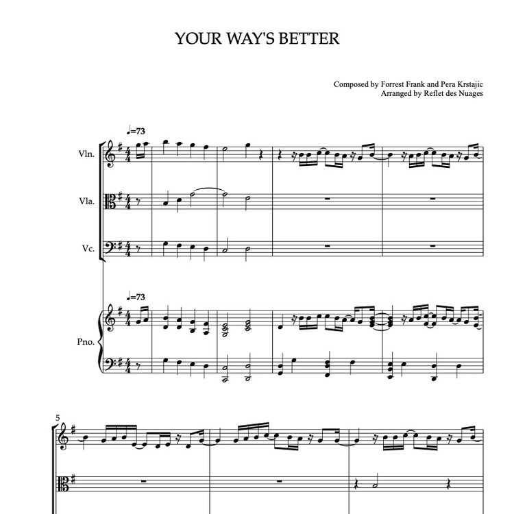 TRIO 楽譜] YOUR WAY'S BETTER - ヴァイオリン、チェロ、ピアノトリオ