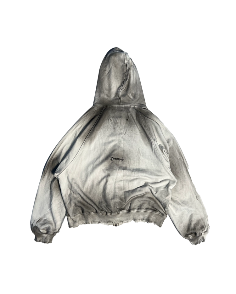DOLLY DIRTY ZIP UP HOODIE - DIRTY WHITE : PACOSPLY