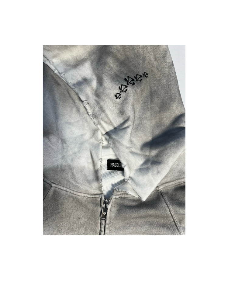 【PACOSPLY】DOLLY DIRTY ZIP UP HOODIE 2 M DOLLY DIRTY ZIP UP HOODIE - DIRTY WHITE : PACOSPLY