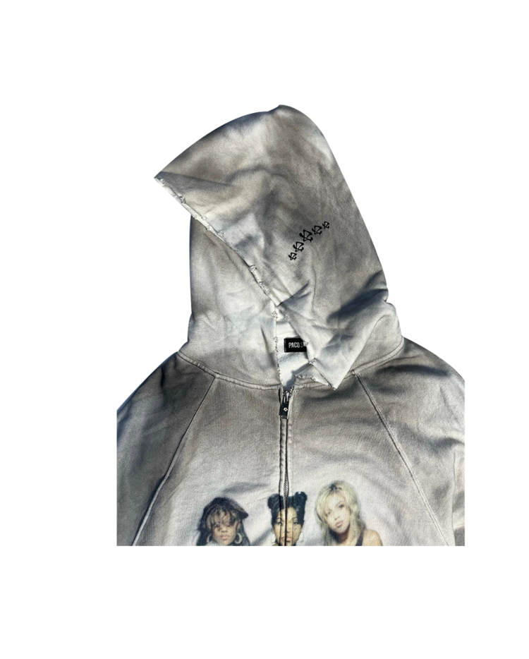 【PACOSPLY】DOLLY DIRTY ZIP UP HOODIE 2 M DOLLY DIRTY ZIP UP HOODIE - DIRTY WHITE : PACOSPLY
