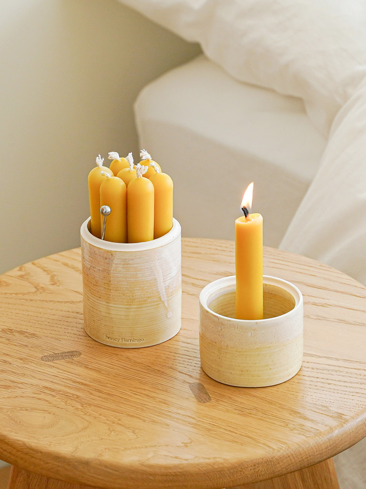 Beeswax Candle Set : honey flamingo. global