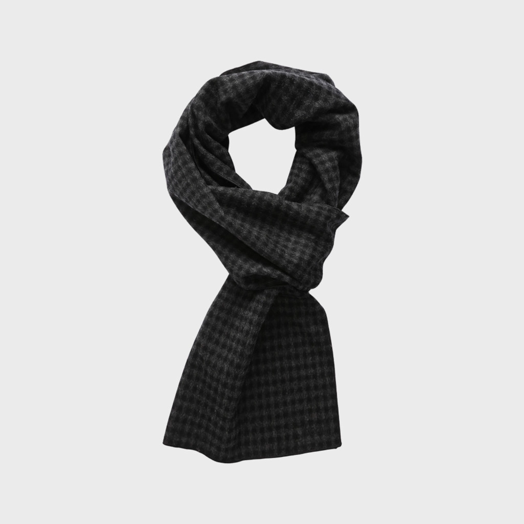 4차 리오더 제품] checked wool muffler (black) : homly