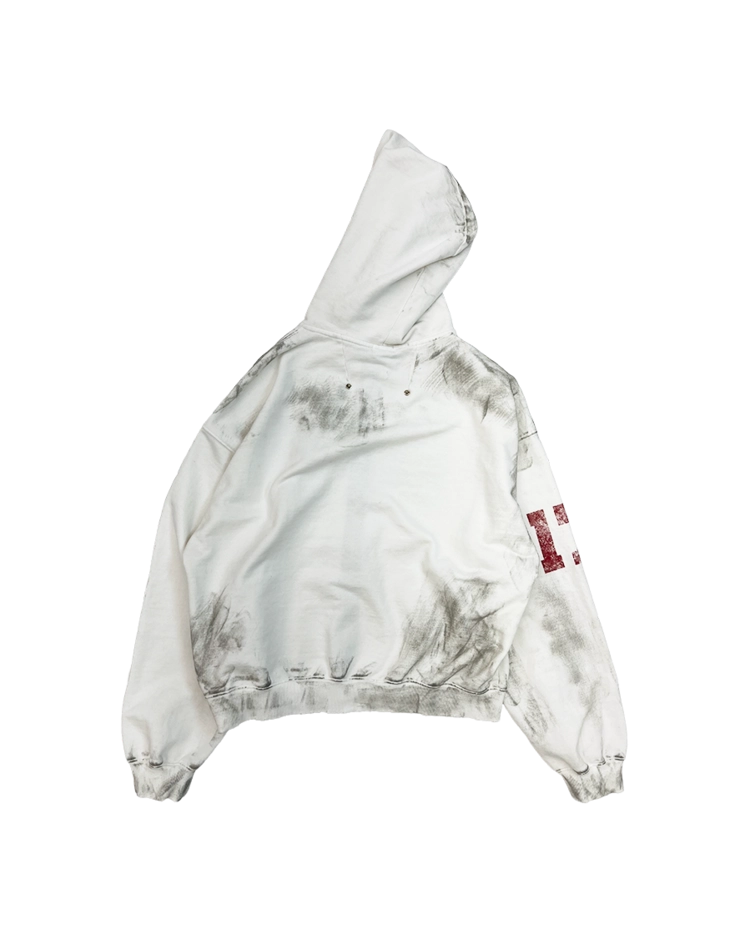 DIRTY FALLING ANGEL ZIP-UP HOODIE - DIRTY WHITE : PACOSPLY