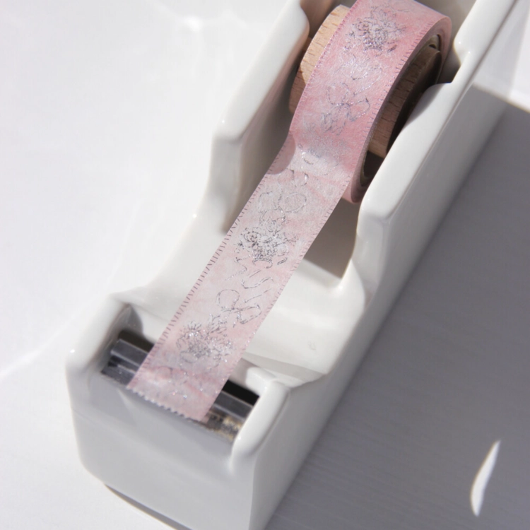 [보키] Satin Ribbon Silver Foil Masking Tape [Blush Basket] : 라잇더네임(WTN)