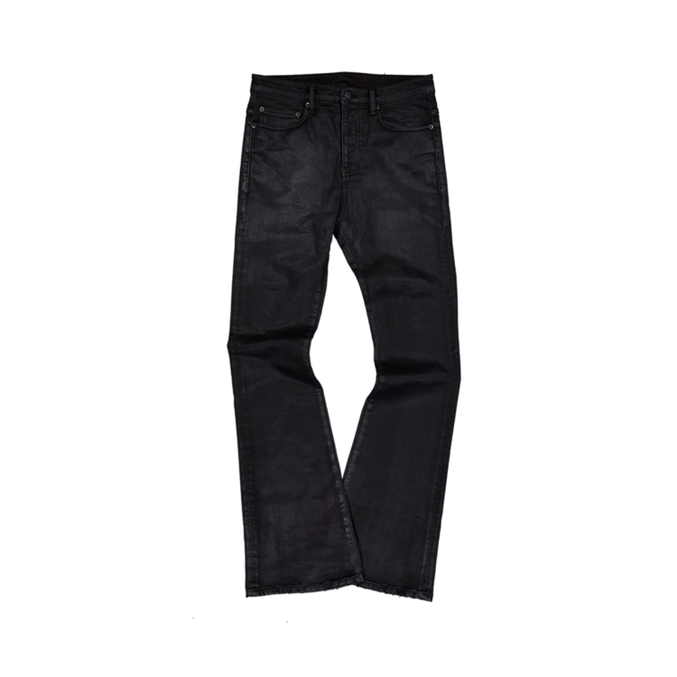 MU.158 Classic Logo Wax Coated Flare Jeans Black : Undermycar