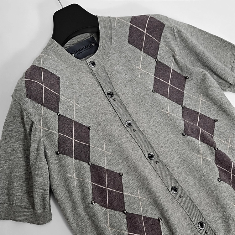 Miura piercing rivet argyle pattern knit (gray) : GAKIHARA 가키하라