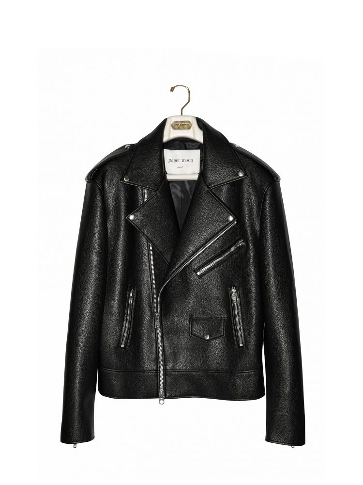 papermoon レザーコート PAPER MOON) OVERSIZED CHUNKY ZIPPED VEGAN LEATHER BIKER JACKET