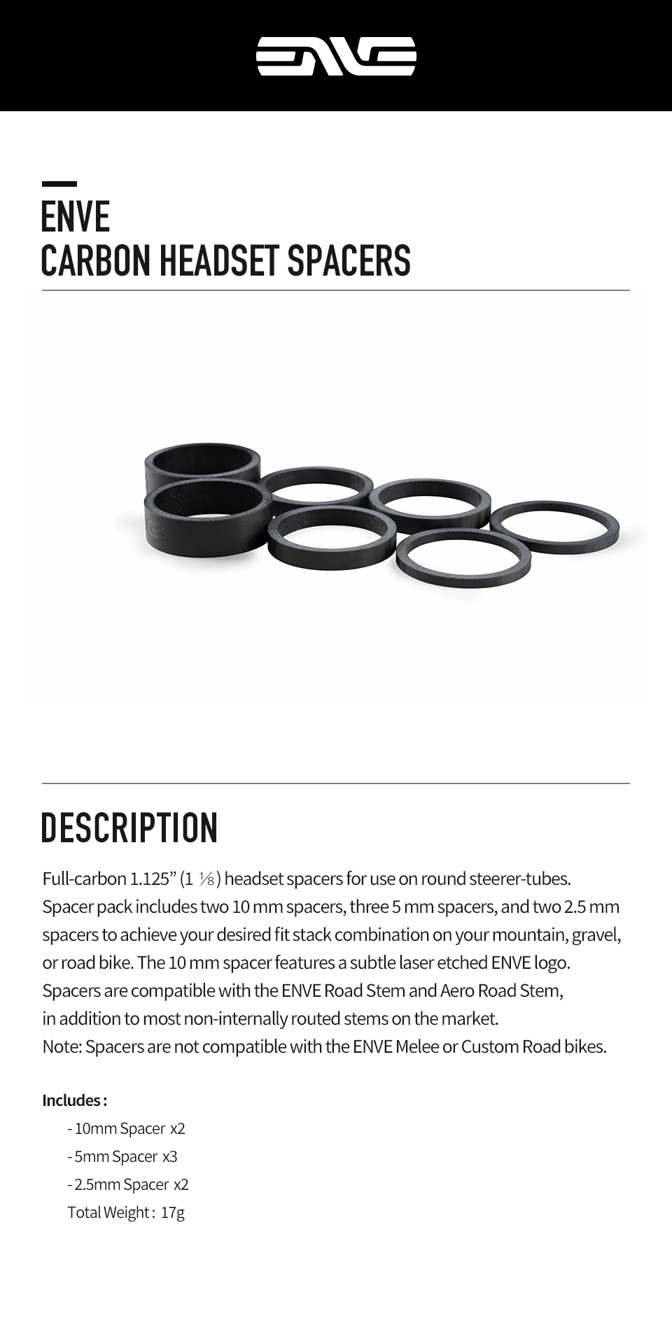 ENVE Headset Spacer 40mm Kit 엔비 카본 헤드셋 스페이서 40mm 킷