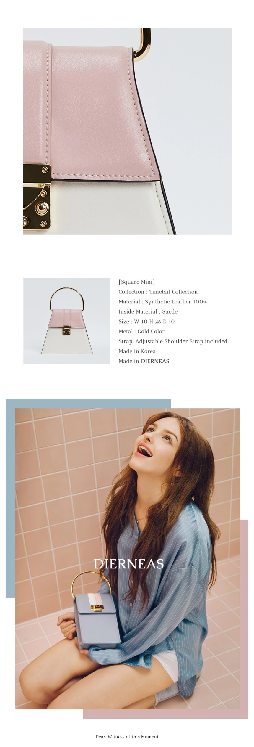 ｜DIERNEAS｜ TIIL SQUARE MINI (His Brown) Square mini (Blossom Pink) : 디어니스 공식 온라인 스토어