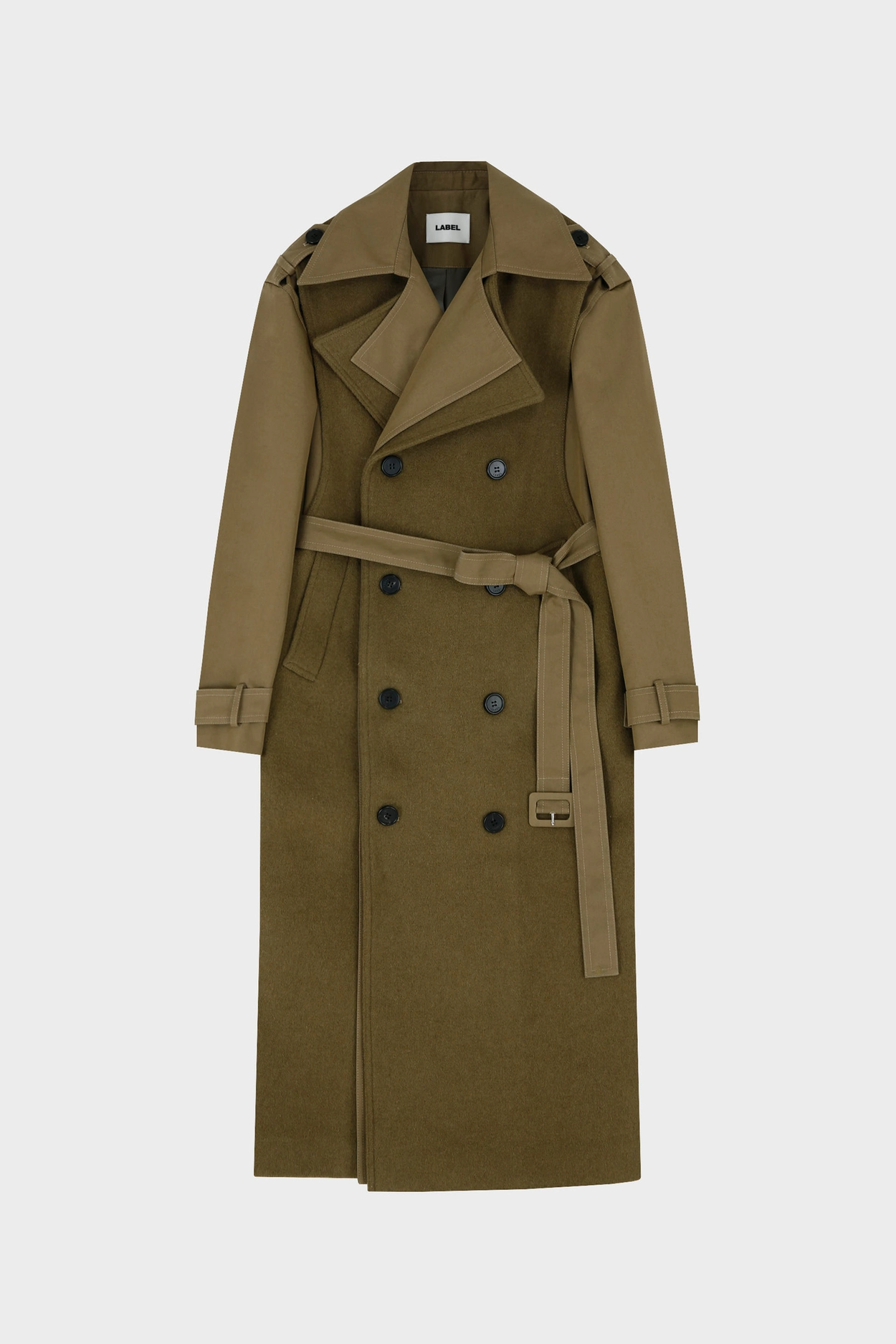 double layered trench coat khaki : LABEL ARCHIVE 라벨 아카이브 double layered trench coat khaki : LABEL ARCHIVE 라벨 아카이브