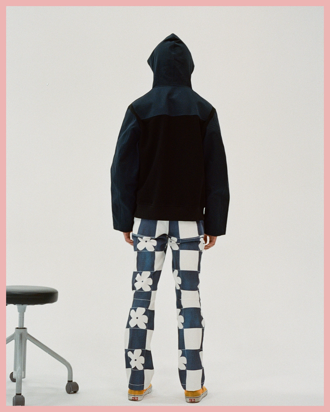 THE MUSEUM VISITOR★CHECKERBOARD BIKER PANTS (DARK NAVY) CHECKERBOARD BIKER PANTS (DARK NAVY) : THE MUSEUM VISITOR