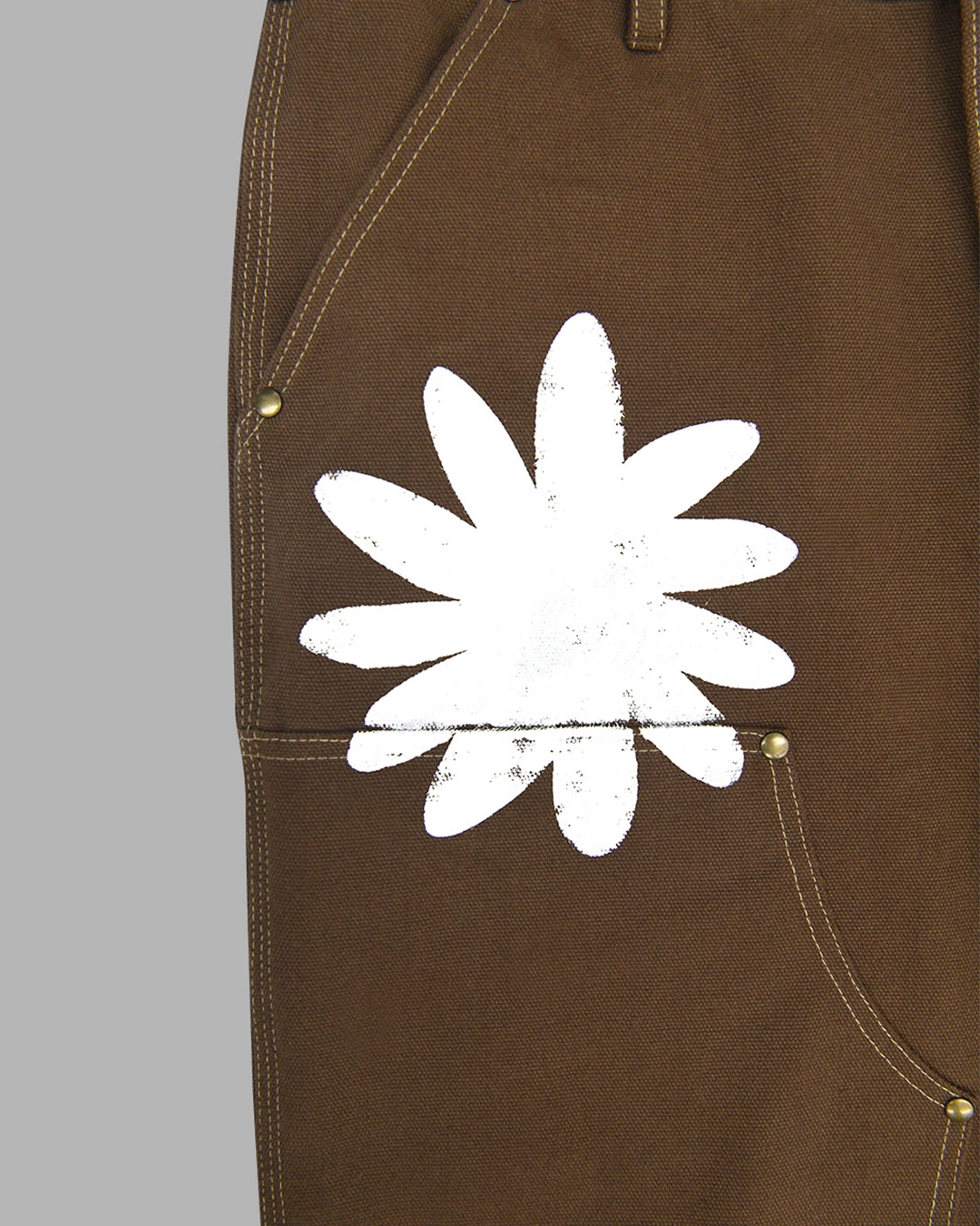 ◆THE MUSEUM VISITOR◆ HAND PAINTED FLOWER CITY PANTS BROWN HAND PAINTED FLOWER CITY PANTS (BROWN) : THE MUSEUM VISITOR