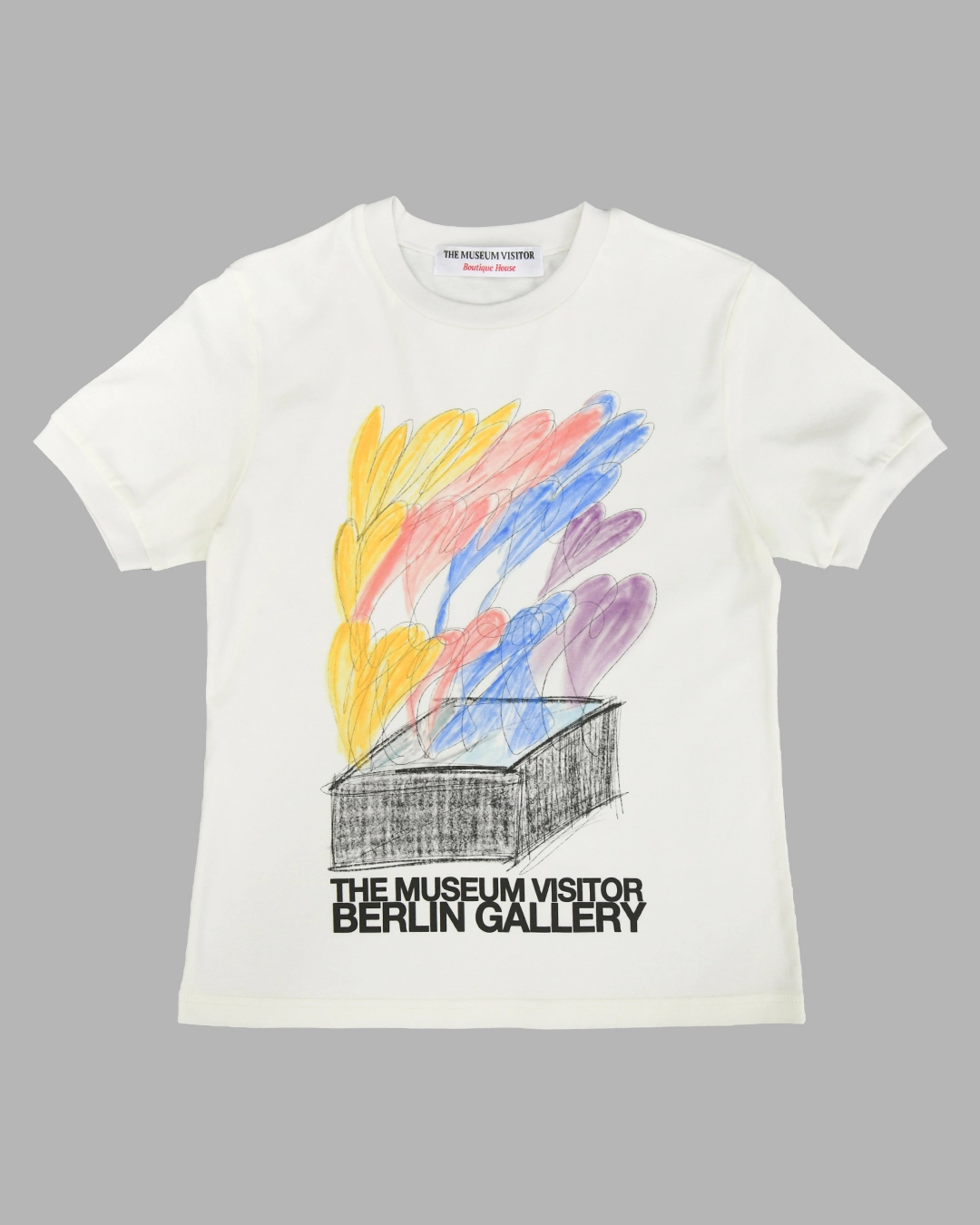 【THE MUSEUM VISITOR】 BERLIN GALLERY T-SHIRTS (IVORY) BERLIN LOVE HEART SPRAYED T-SHIRTS : THE MUSEUM VISITOR