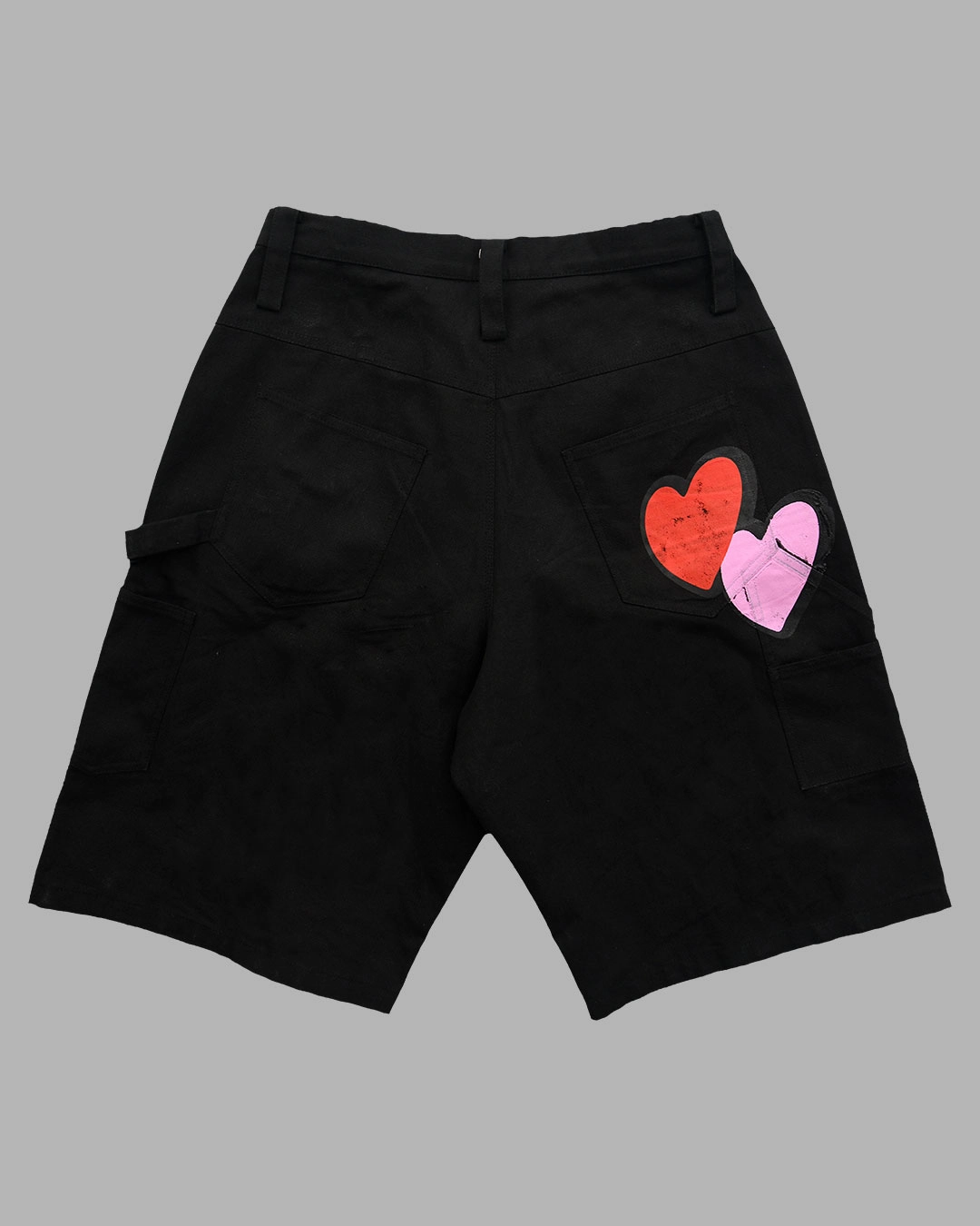 【THE MUSEUM VISITOR】 DOUBLE HEART HALF PANTS (BLACK) DOUBLE HEART HALF PANTS (BLACK) : THE MUSEUM VISITOR