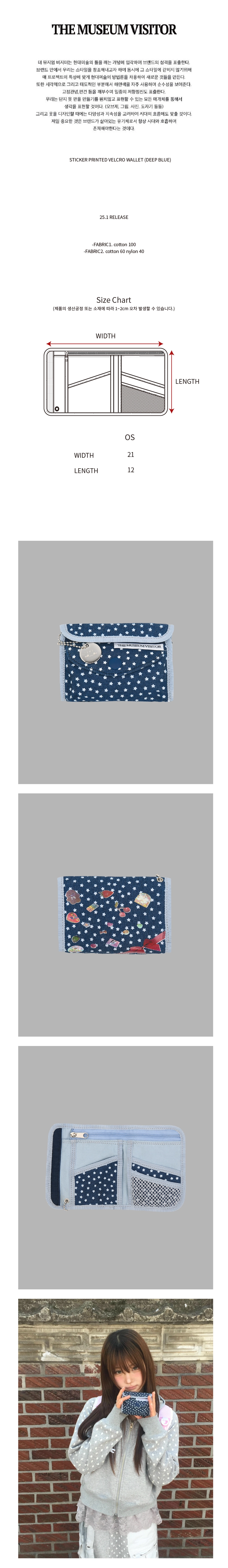◆THE MUSEUM VISITOR◆ STICKER PRINTED VELCRO WALLET DEEP BL STICKER PRINTED VELCRO WALLET (DEEP BLUE) : THE MUSEUM VISITOR