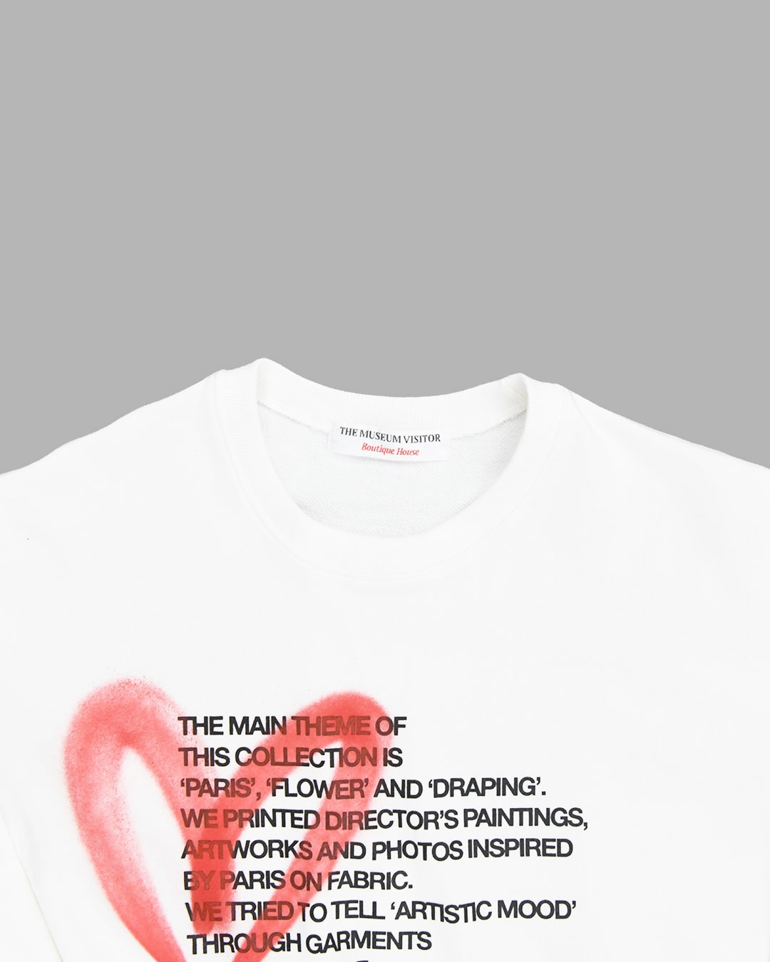 HEART SPRAYED SWEATSHIRTS (WHITE) : THE MUSEUM VISITOR