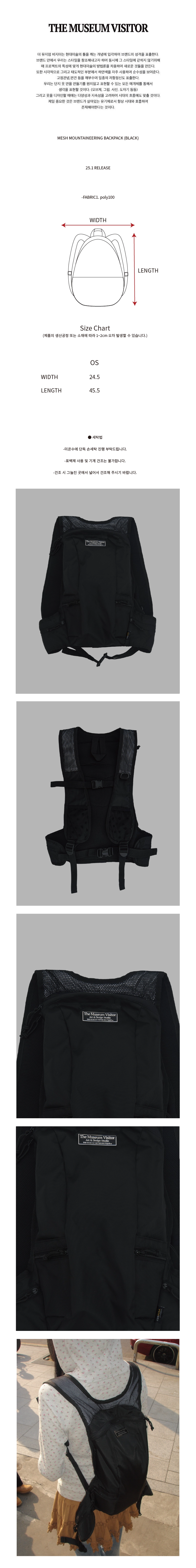 【THE MUSEUM VISITOR】 MESH MOUNTAINEERING BACKPACK /追跡付 MESH MOUNTAINEERING BACKPACK (BLACK) : THE MUSEUM VISITOR