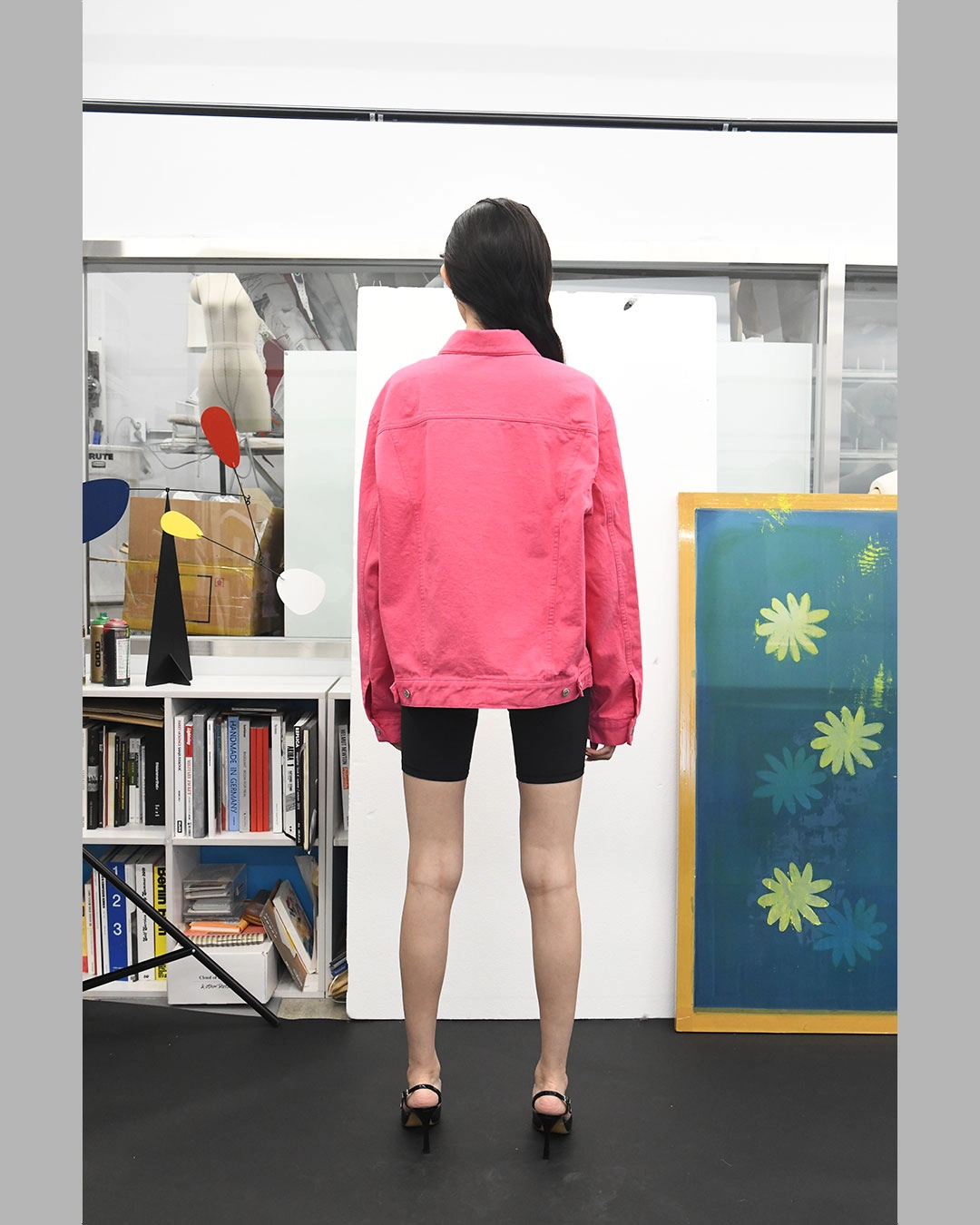 HEART POCKET DYEING TRUCKER JACKET (PINK) : THE MUSEUM VISITOR