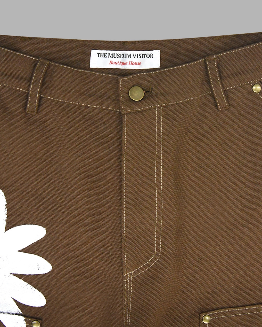 HAND PAINTED FLOWER CITY PANTS (BROWN) : THE MUSEUM VISITOR