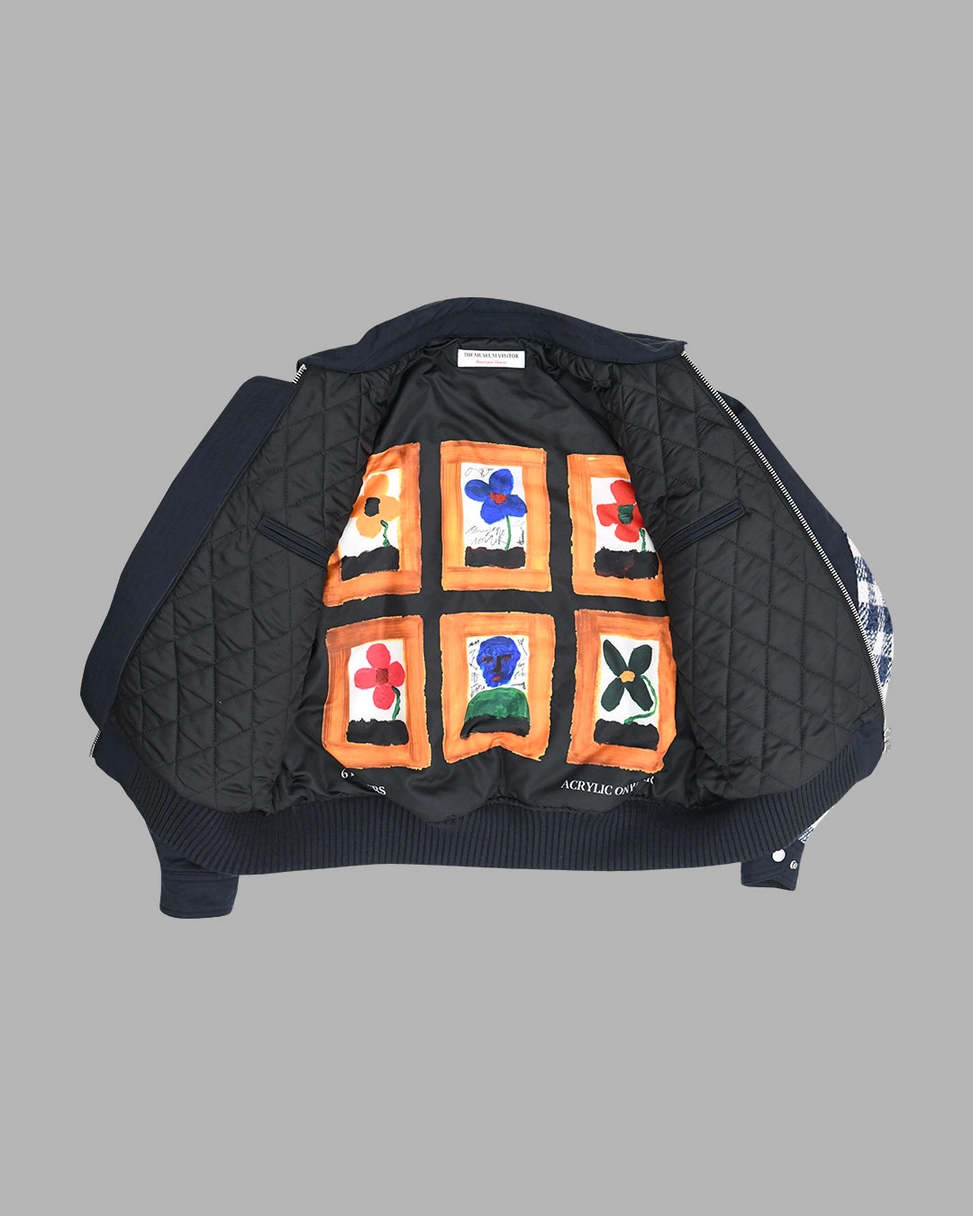 6 FLOWERS BOMBER JACKET (NAVY) : THE MUSEUM VISITOR