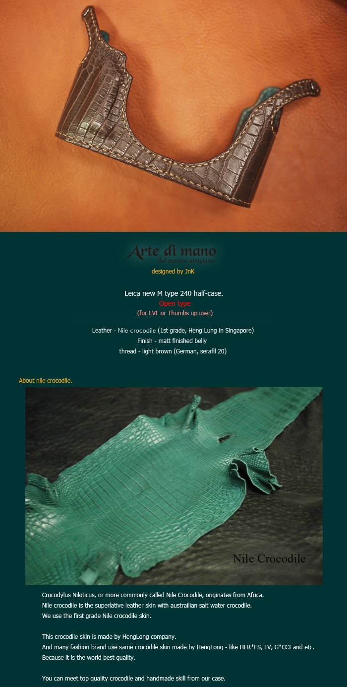 Leica M, M-P (typ240, 246, 262) Crocodile half case : LEICA CASES