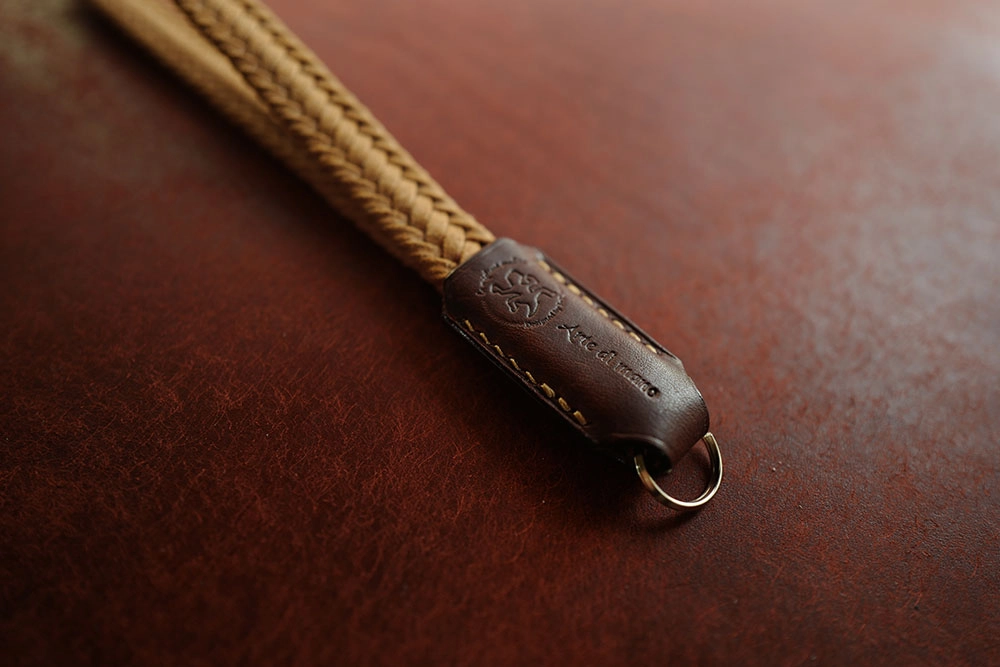 Tan/ Dark Brown Oil Leather Braided Lanyard, Leather Keychain
