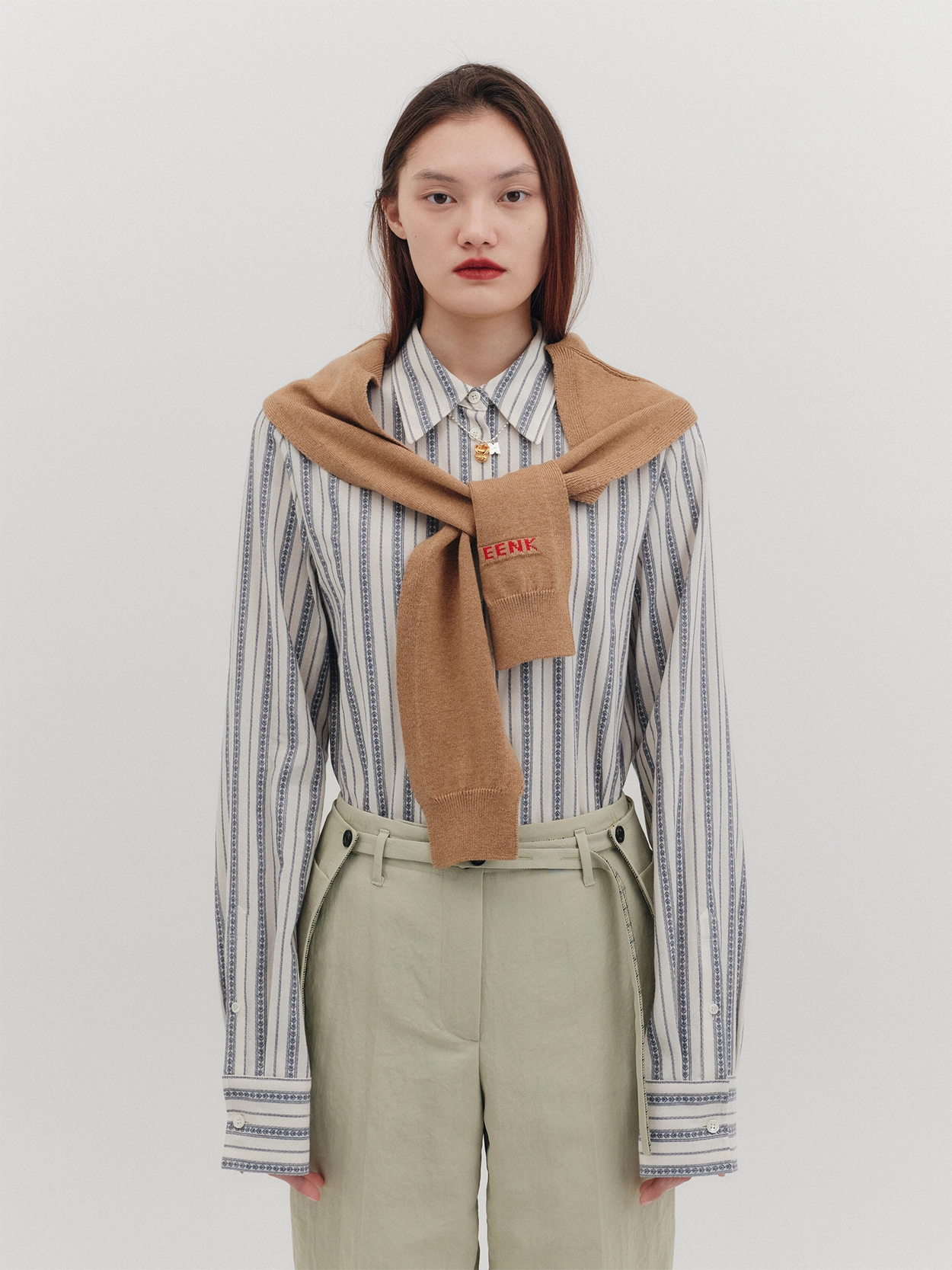 eenie keyneck mesh topメッシュ トップス イーニー CLANE - メッシュトップス - 3D RIB MESH KNIT TOPS - IVORY