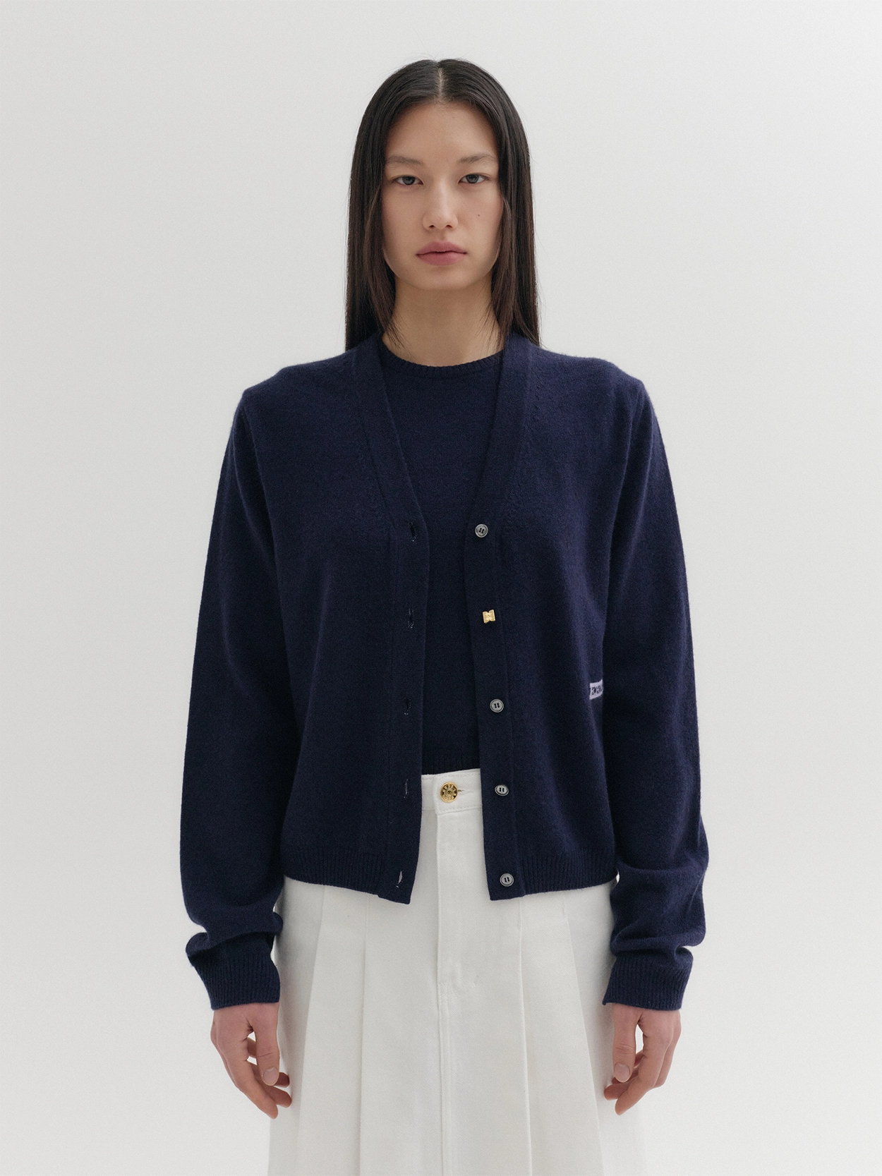 新品】韓国人気ブランド EENK ニットカーディガン ジャケット 紺 定価6