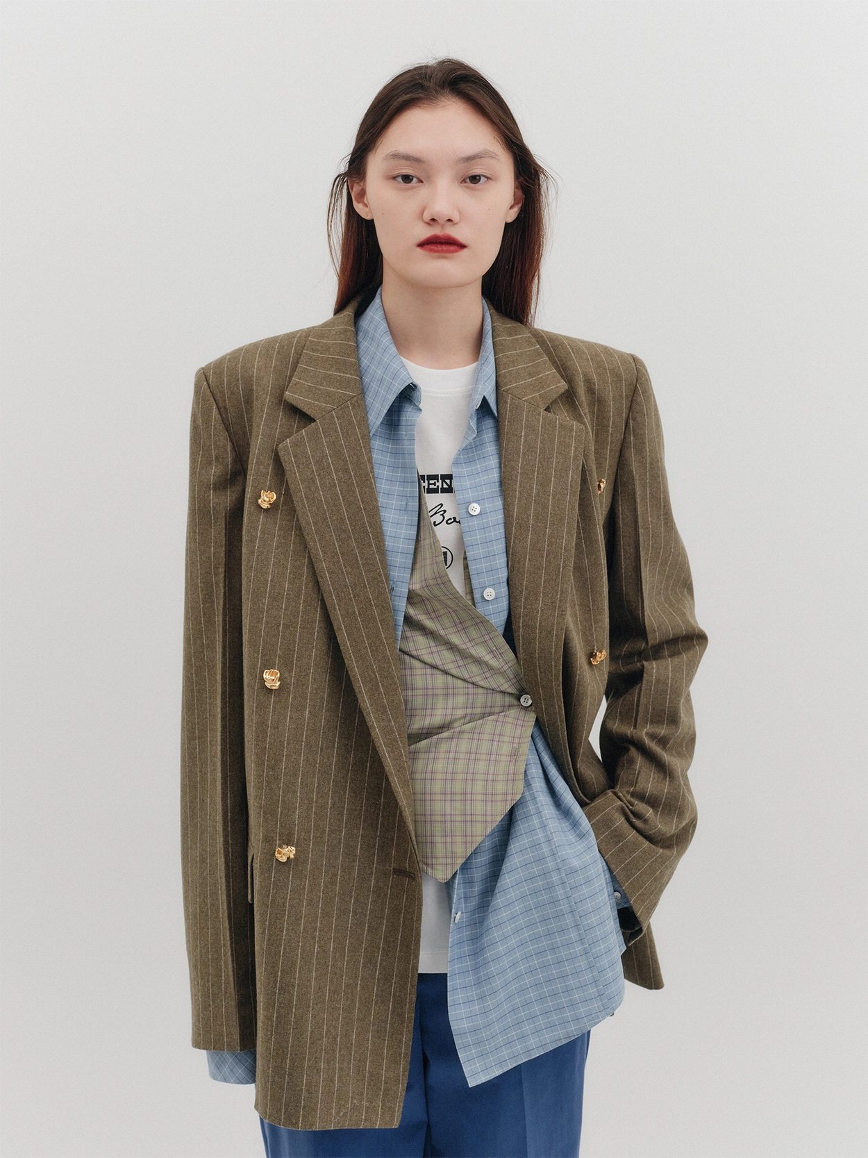 EENK インク ベロ ベルテッド ジップアップ レザー ジャケット L-KRIXY Leather biker jacket with piping detail｜ブラック