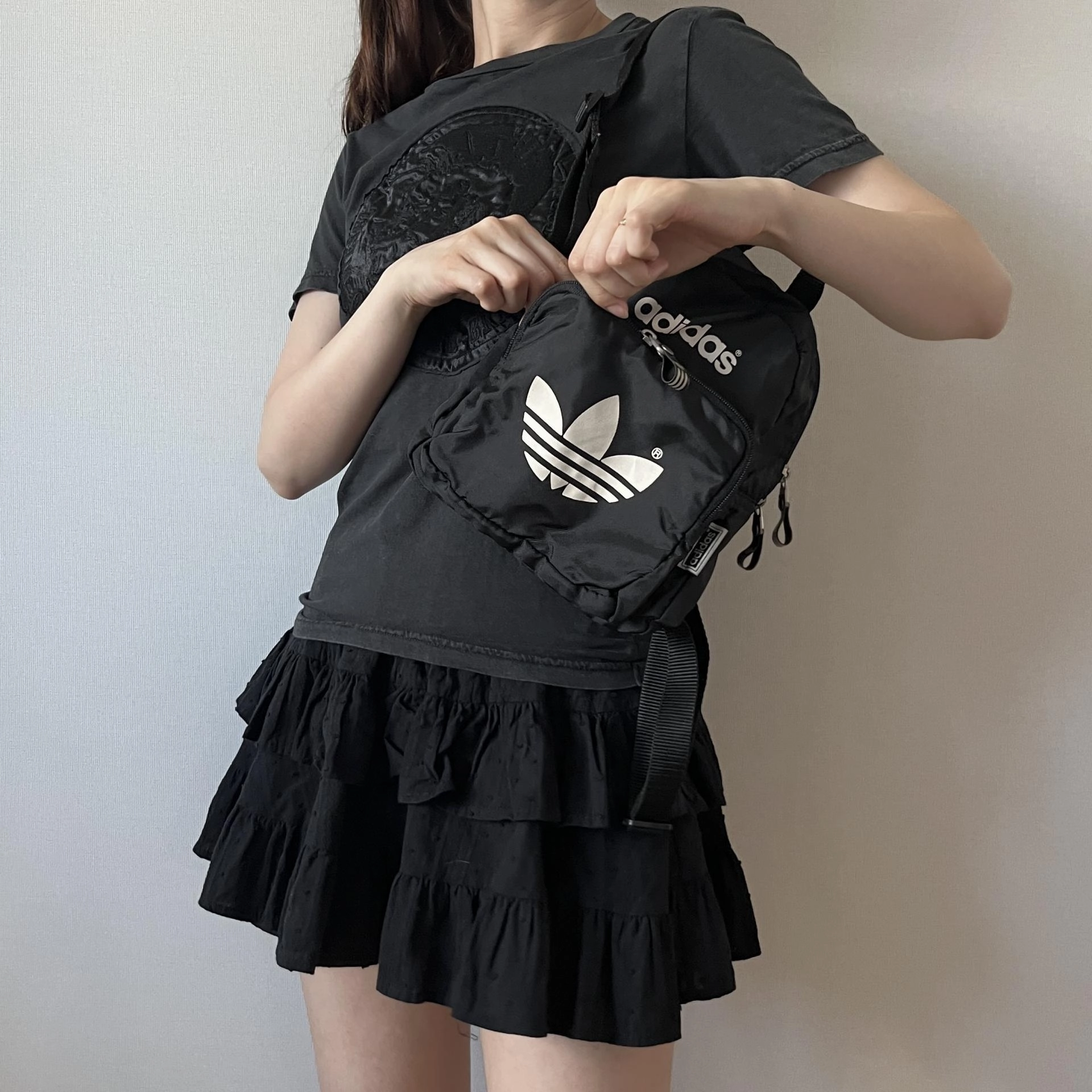 adidas ace backpack classic x mini black Linear for Women  Casual Small Purse Bag Grab handle BAG ] ADIDAS 90's Originals