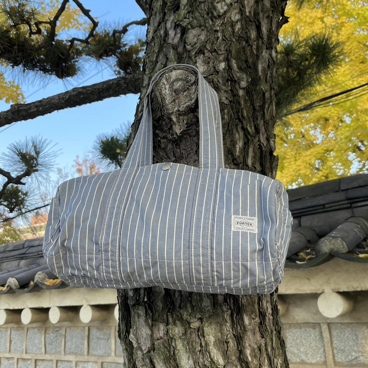 PORTER 70th aniversary ボストンバッグ BAG ] PORTER 70th Anniversary stripe tote Bag ( made in