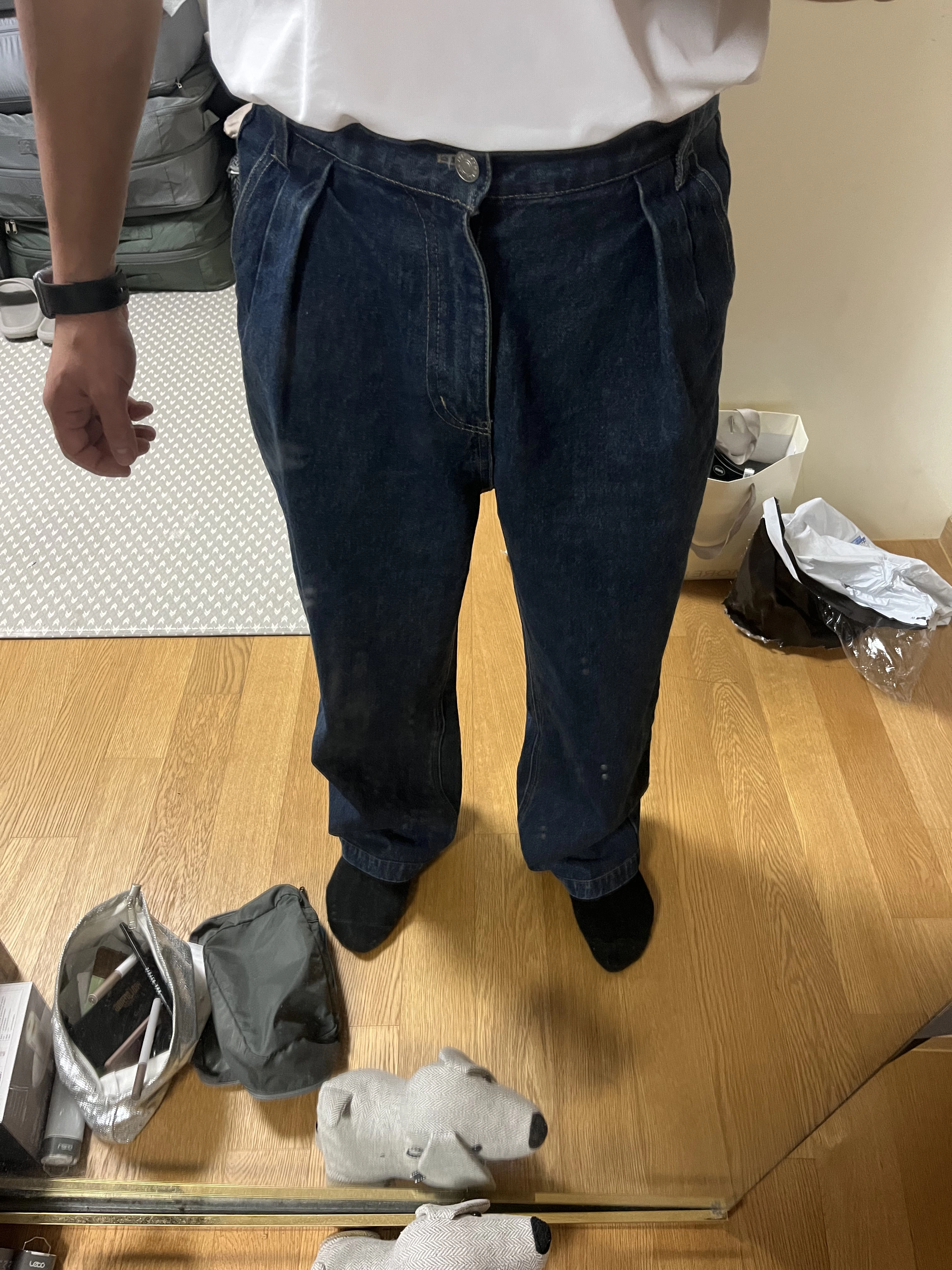 Loose Fit Pin-tuck Denim Pants (Deep Indigo) : 해브해드 Havehad 