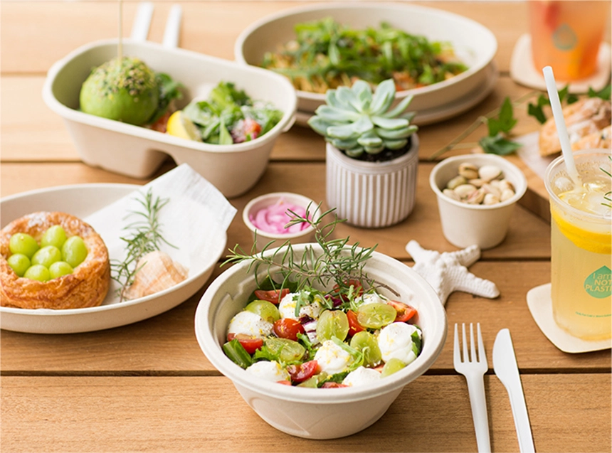 ⊙밀짚 5칸 도시락 700ml PLA뚜껑+용기세트 300개 (1KW6135),(1KP1230