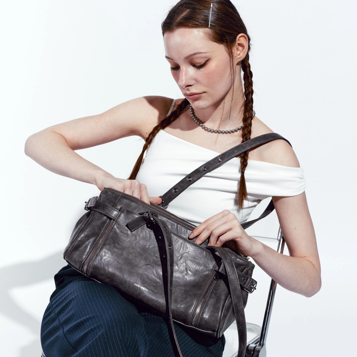 누벨백 nouvelle bag M baked gray : SAMO ONDOH